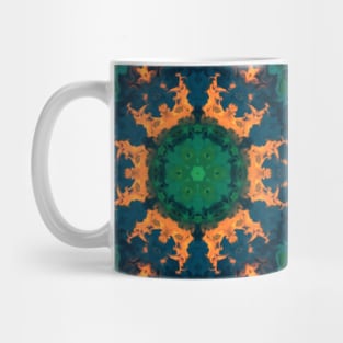 Psychedelic Hippie Flower Green Blue Orange and Yellow Mug